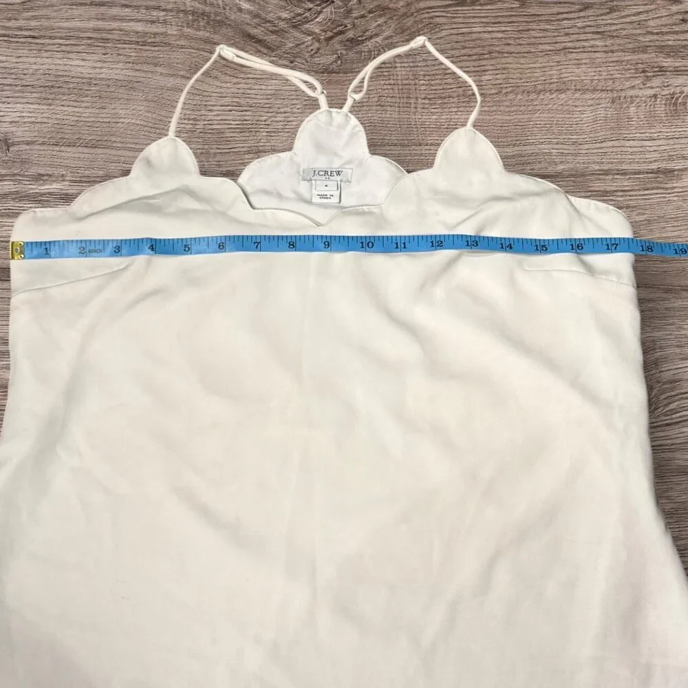 J CREW Scalloped Cami Tank Top Ivory Cream Racerback Spaghetti Blouse size 4 - Picture 9 of 10